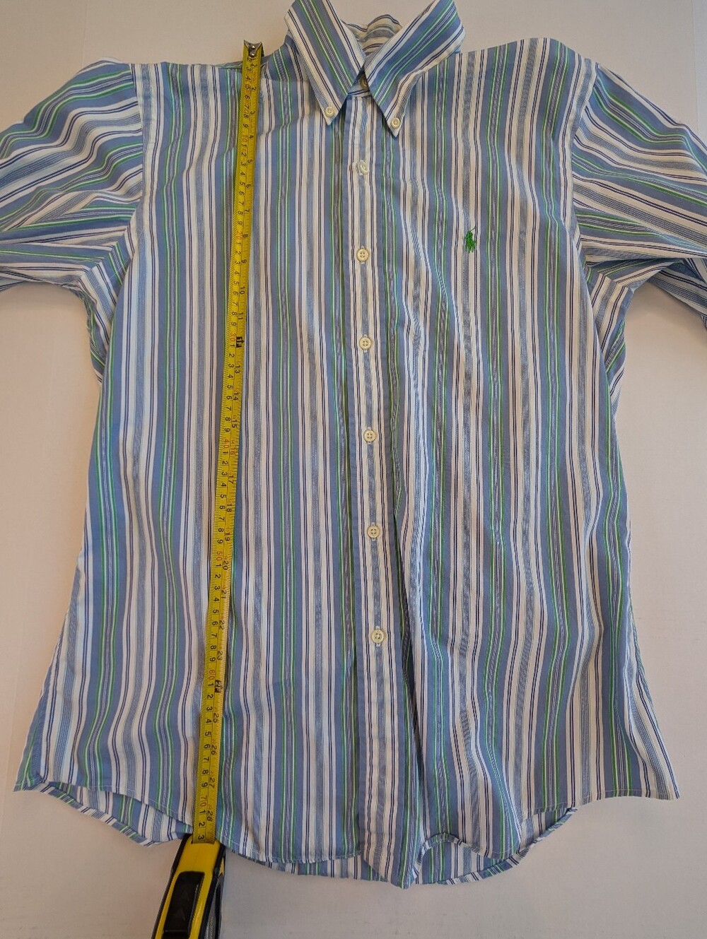 Ralph Lauren Blue White Green Striped Button-Down Shirt - Picture 10 of 11